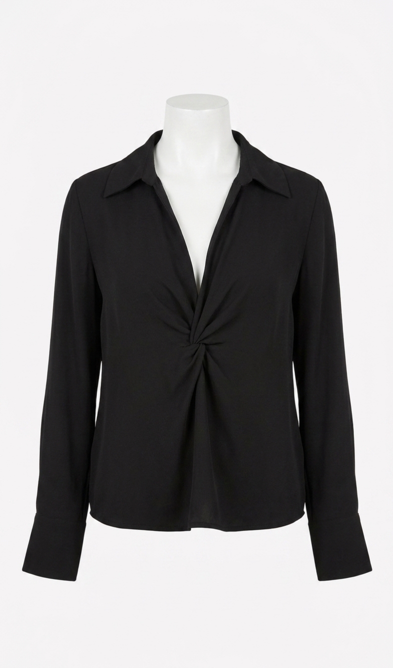 NEW DREW donna twist front shirt in black